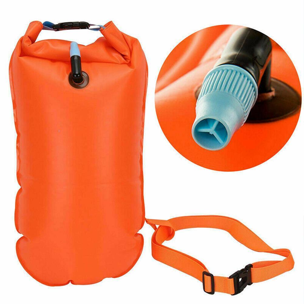 Boya de natación abierta inflable, flotador de remolque, bolsa seca, bolsa de aire doble con cinturón, suministros para juegos acuáticos, accesorios de entrenamiento para natación