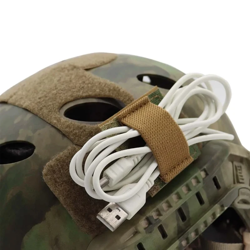 Tactical Headphone Intercom Cable Take-Up Strap Elastic Organizer Headset Wire Harness Hook Loop Sticker helmet sticker