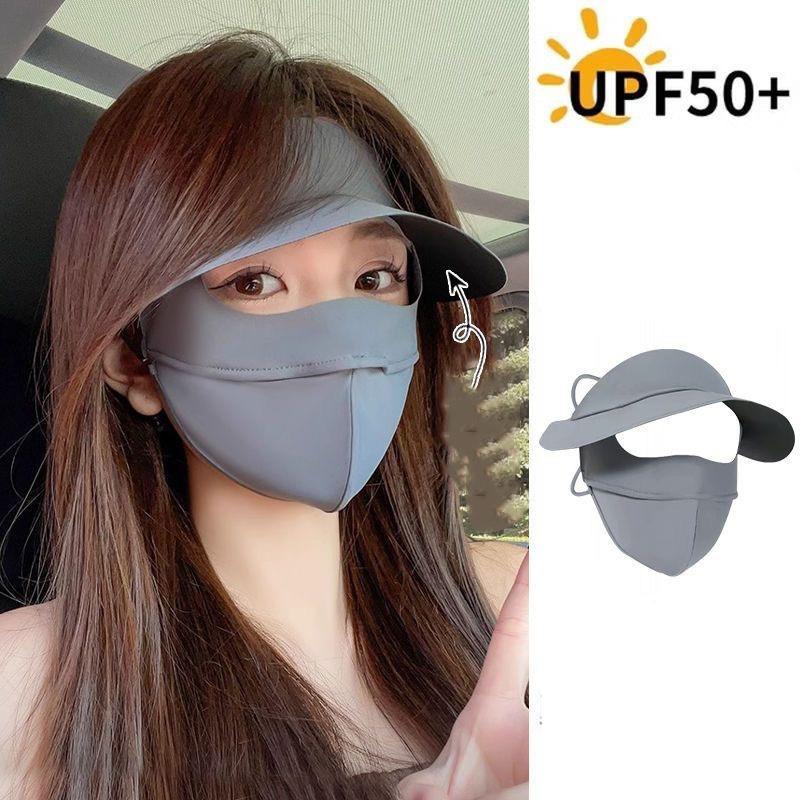 Zomerzonbeschermingsmasker Outdoor UV-bescherming Zwarte rubberen hoedrand Gezichtsbedekking Ijszijde Zonbescherming Gezichtsmasker