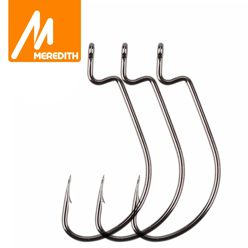 MEREDITH Lote de 50 Uds. Anzuelos para pesca con cierre ancho, anzuelos de gusano, anzuelos de acero al carbono, 8 #-5/0, aparejos de pesca pesca accesorios mar anzuelos de pesca mar anzuelos cabeza plomada blux