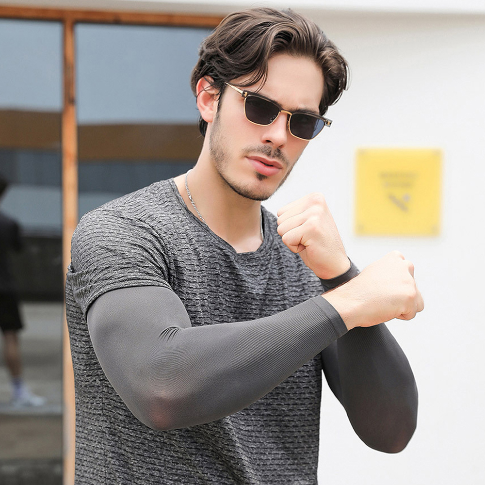 Mangas de brazo de protección solar para hombre, protección UV para bicicleta, correr, ciclismo, protector solar, fresco, seda de hielo