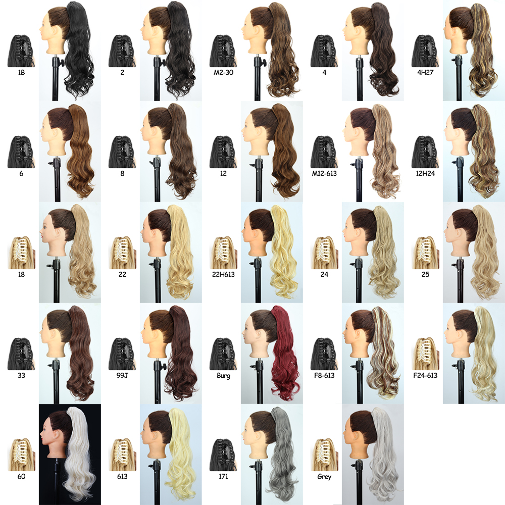 LISI GIRL 合成 24 "ロング波状爪クリップポニーテールヘアエクステンション耐熱ナチュラルウェーブポニーテール偽ヘアピース