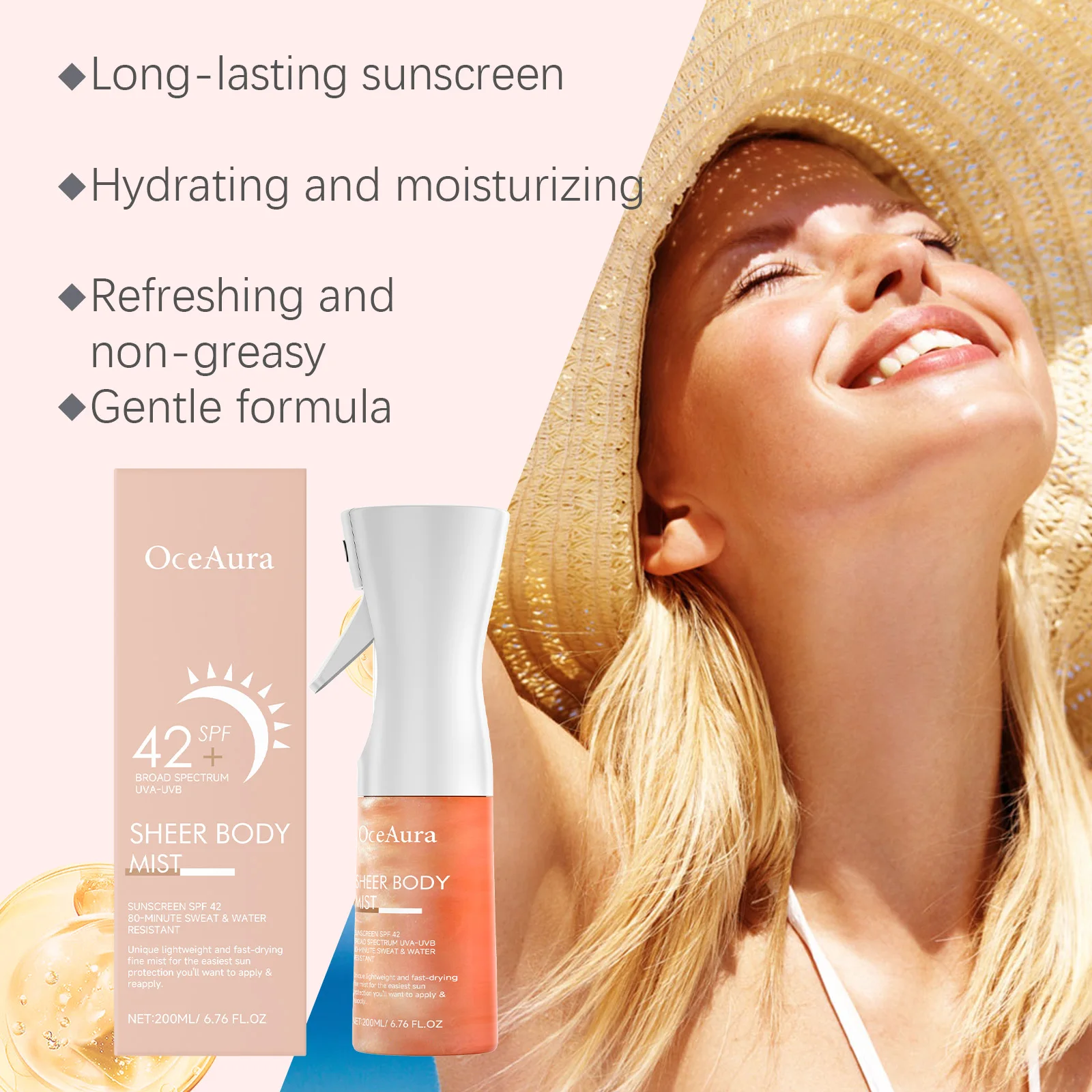 Facial Sunscreen Spray Strong Moisturizing Rapid Absorption Refreshing Not Sticky Isolate Uv Anti Oxidation Body Sunblock Cream