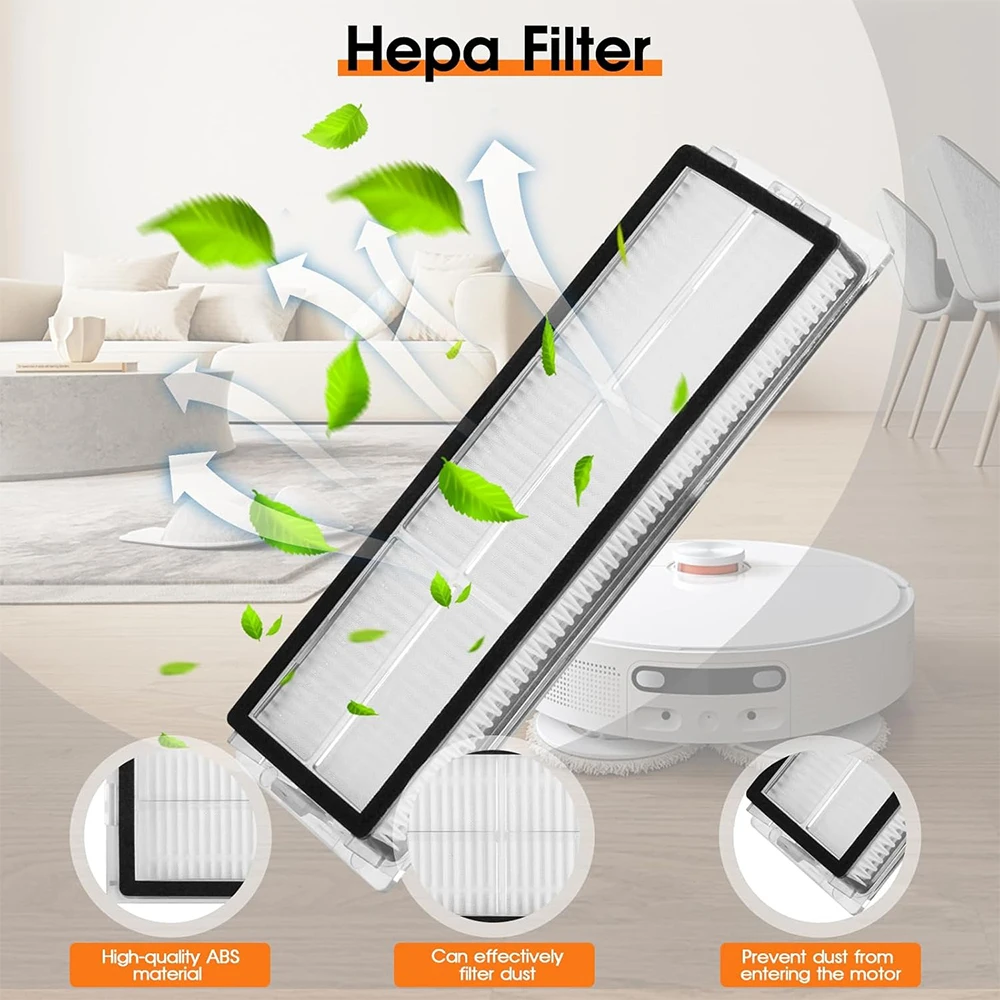 อะไหล่สำหรับหุ่นยนต์ดูดฝุ่น Xiaomi Robot Vacuum X20+ X10+ X20 Plus X10 Plus ประกอบด้วยแปรงหลัก แปรงข้าง ไส้กรอง Hepa ผ้าม็อบ ถุงเก็บฝุ่น