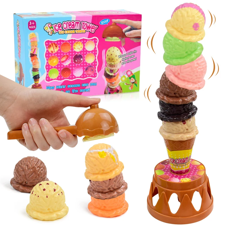 ไอศกรีมเด็กซ้อนเกมจําลองอาหาร Stack Up เล่นเด็ก Pretend เล่นของเล่นของเล่นเพื่อการศึกษาสําหรับของขวัญกล่อง