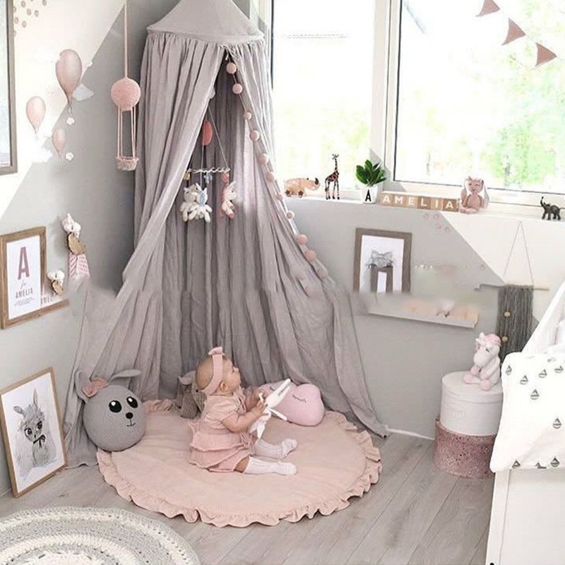 Kinderzimmer-Bodenteppich, Spitze, einfarbig, Krabbelmatte, Baby, für Spielmatte, rundes Spiel