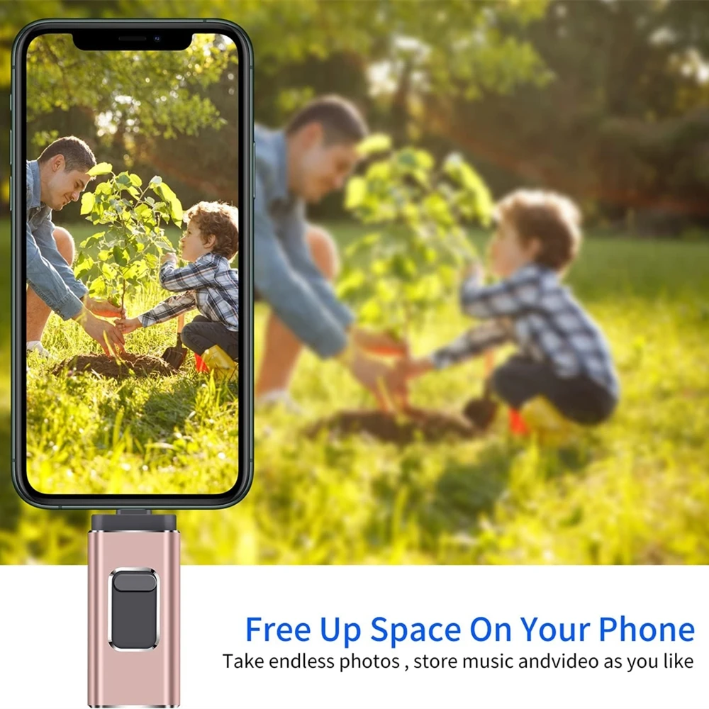 สําหรับ iPhone USB แฟลชไดรฟ์ 2TB 1TB USB 3.0 Flashdisk 3in1 Mirco USB 3.0 512G 256GB 128/64/32 GB Memory Stick USB Key ไดรฟ์ปากกา MFi