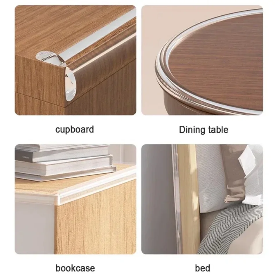 W Type Collision Proof Table Edge Guard Corner Protector Self Adhesive Transparent Bumper Strip for Furniture Safety 1/2/3M Leng