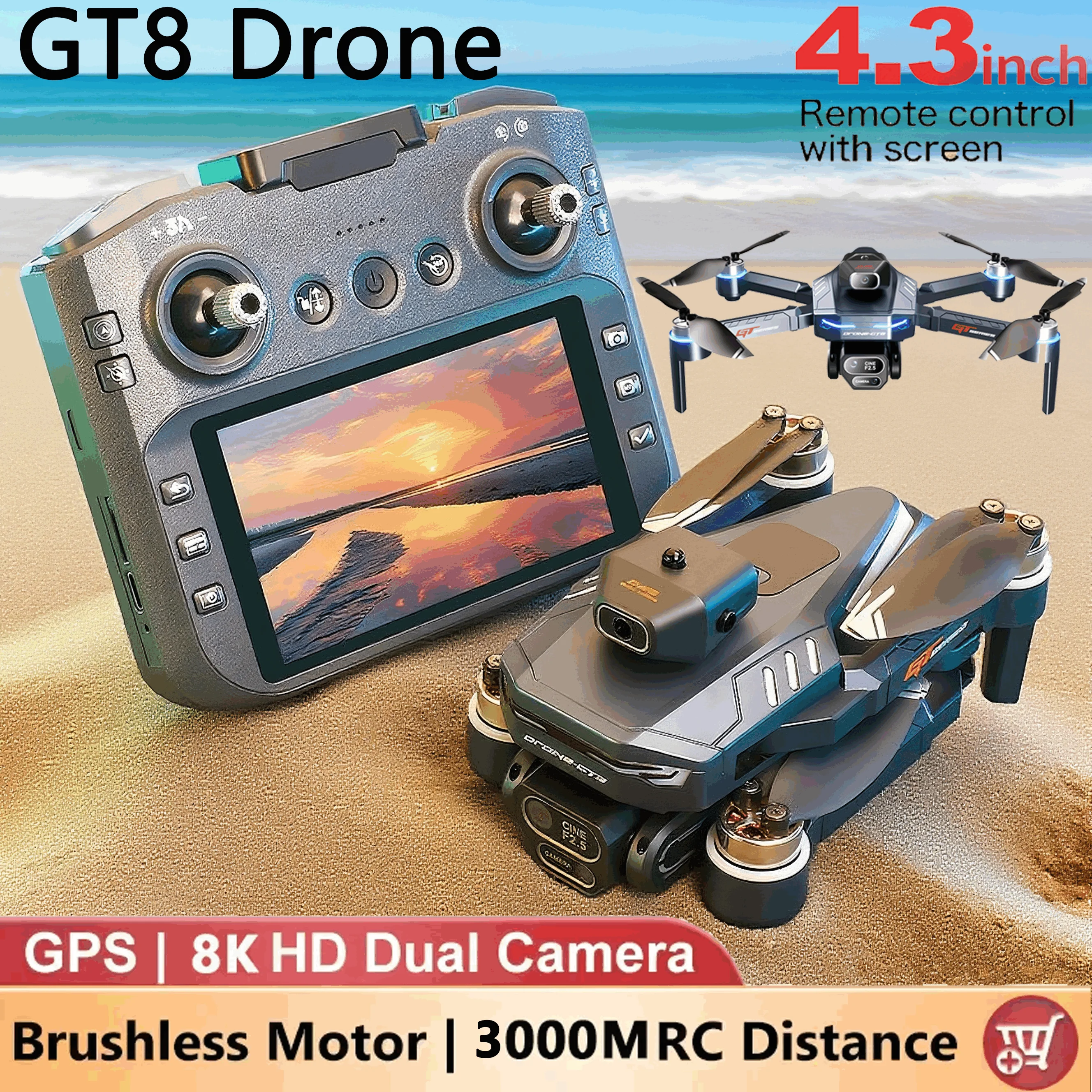 GT8 NIEUWE Drone 4K Professionele 8K Camera Antenne FPV Obstakels vermijden met Groot Scherm Afstandsbediening Opvouwbare RC UAV Speelgoed Geschenken