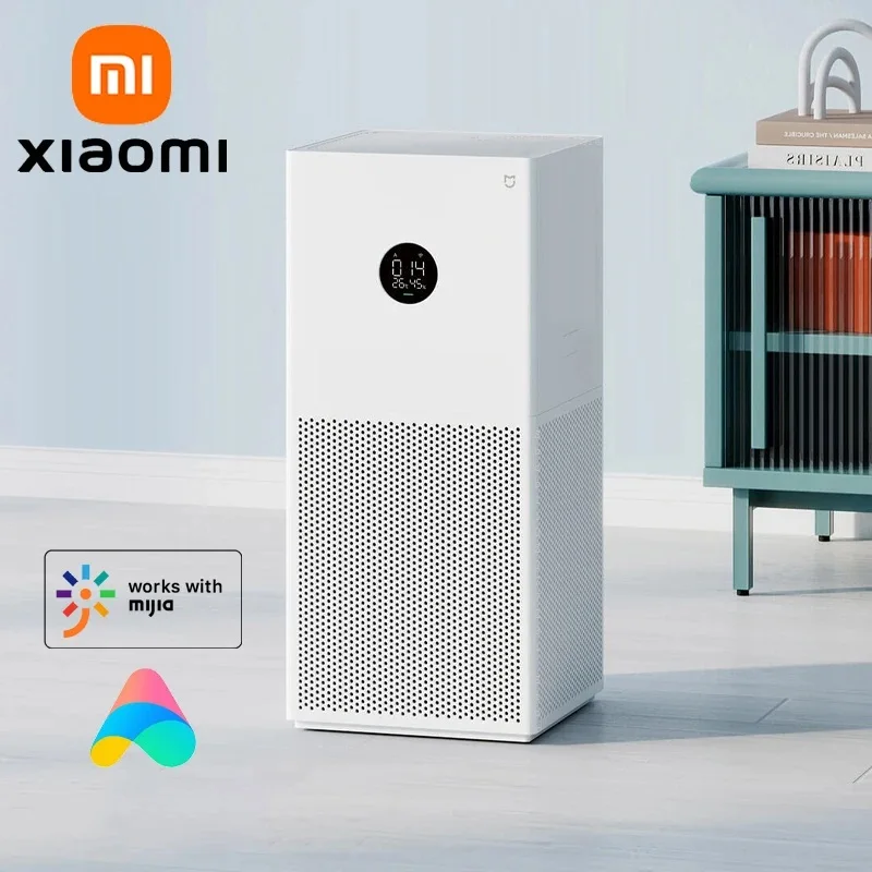 XIAOMI-MIJIAスマート空気清浄機、家庭用空気イオナイザー、低ノイズ、4 lite、LEDディスプレイ、4倍浄化、ホルムアルデヒド除去、35.db (a)