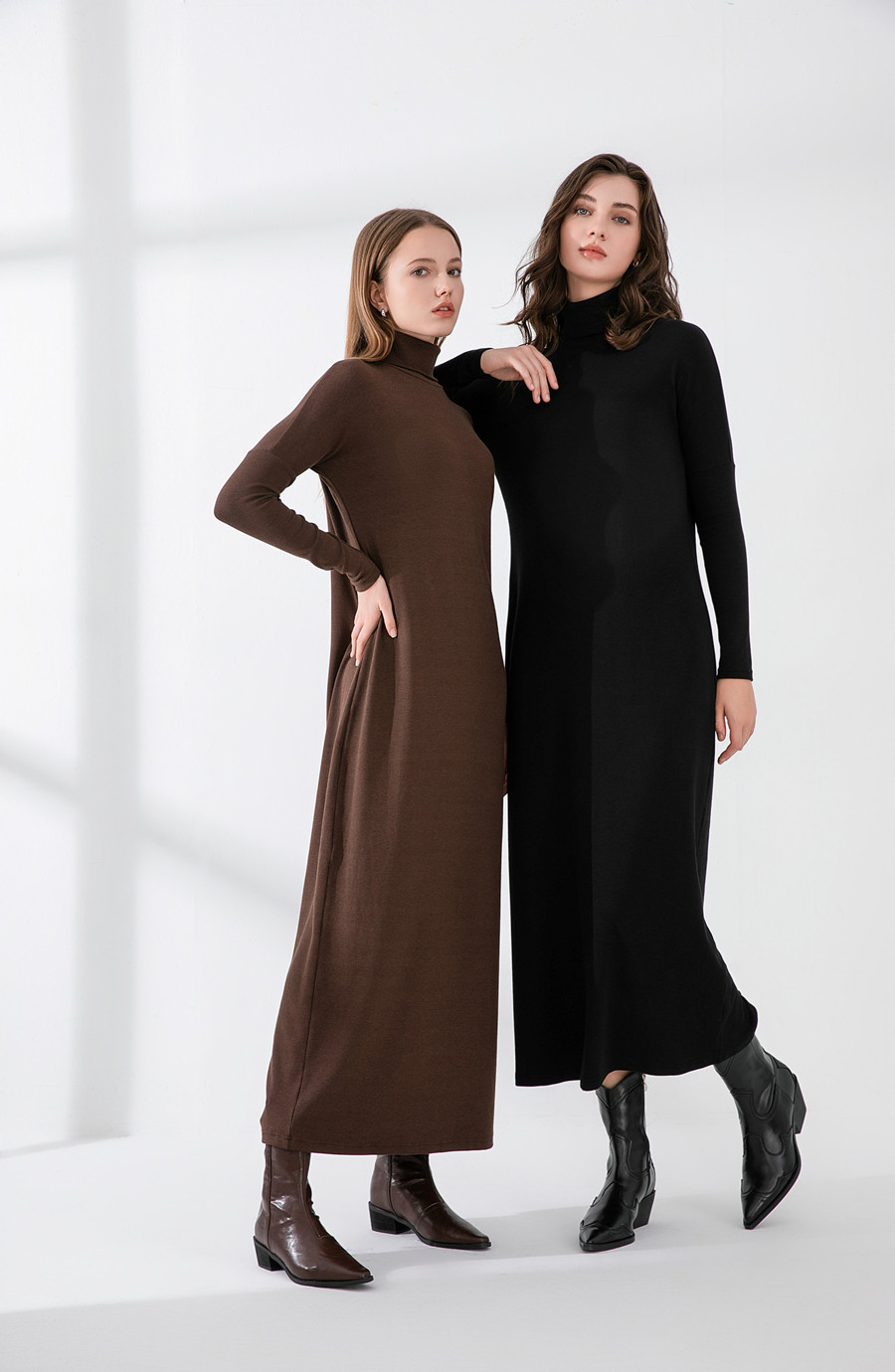 AS 2024 vestido acanalado grueso con cuello alto de invierno, vestido maxi básico suave y cómodo con cuello vuelto (Expedido en 1 día)