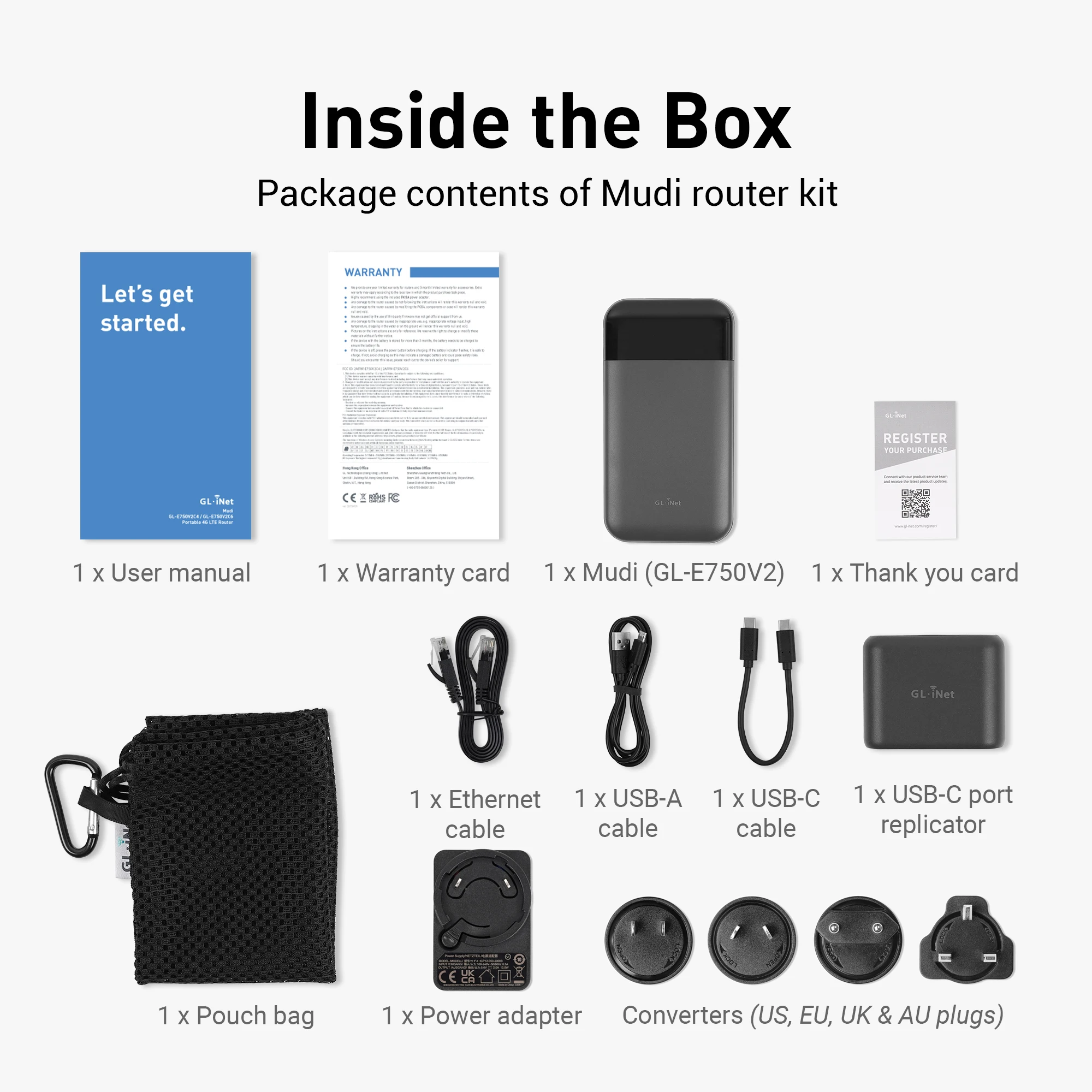 GL.iNet MUDI V2 (GL-E750V2) 750Mbps 1TB Max MicroSD with OpenWrt 4G LTE Router