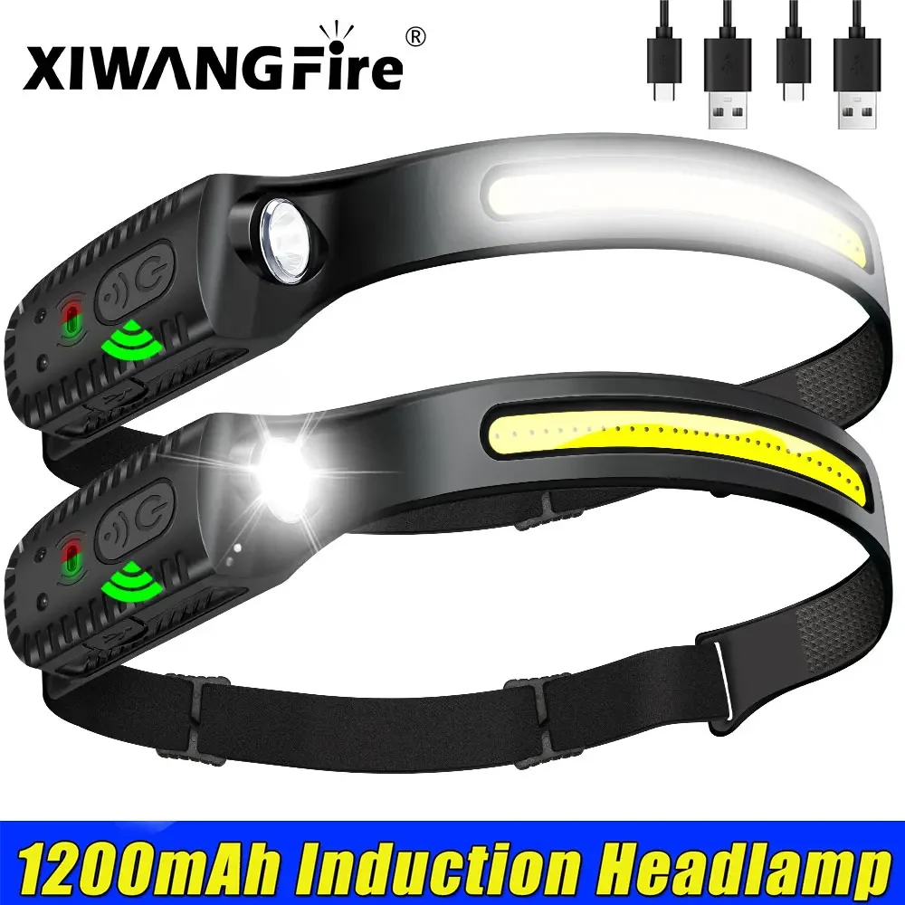 XIWANGFIRE XW018 Headlamp USB Rechargable Headlight LED Flashlight Built-in Battery Head Torch Outdoor Camping Fishing Lantern