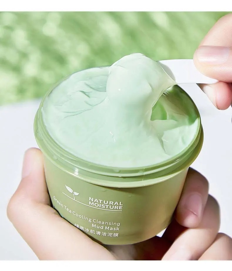 Grüner Tee Eis schlamm maske Reinigung feuchtigkeit spendende Öl kontrolle Mitesser Entfernung Reinigung Schlamm maske Applikator Schlamm maske 1 Stück 120g