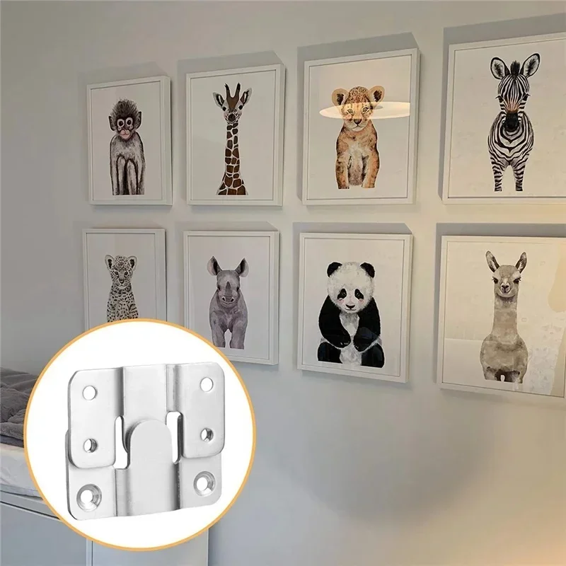 10pcs Flush Mount Bracket Interlock Hanging Buckle Furniture Connector Wall Picture Frame Hanger Display Photo Frames Hooks