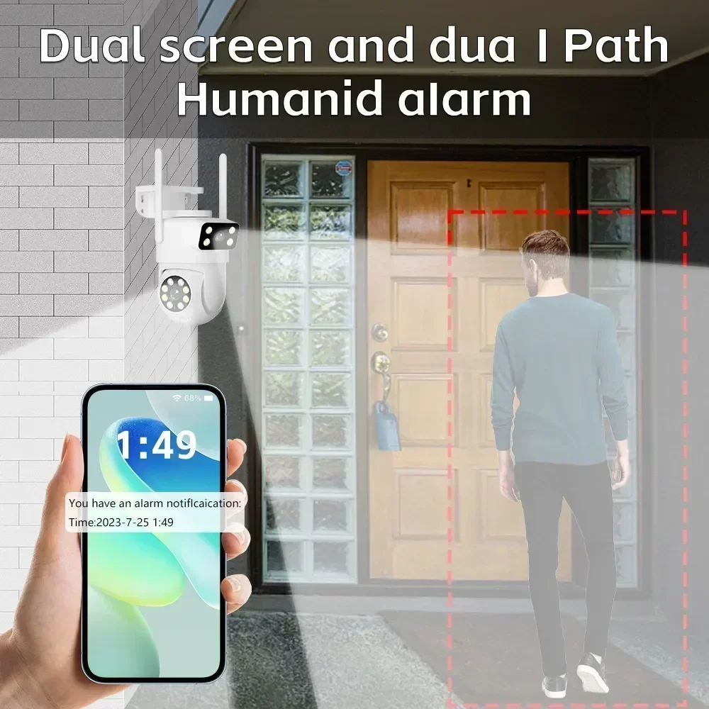 4K 8MP Tuya Dual เลนส์ PTZ WIFI กล้อง Full HD Dual หน้าจอ Ai มนุษย์การติดตามอัตโนมัติกลางแจ้ง 4MP Security การเฝ้าระวังวิดีโอกล้อง