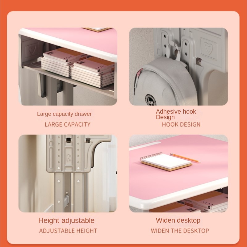 Mesa e cadeiras de madeira Olevo para aprendizagem infantil Conjunto de mesa e cadeiras ajustáveis para alunos do ensino fundamental e médio