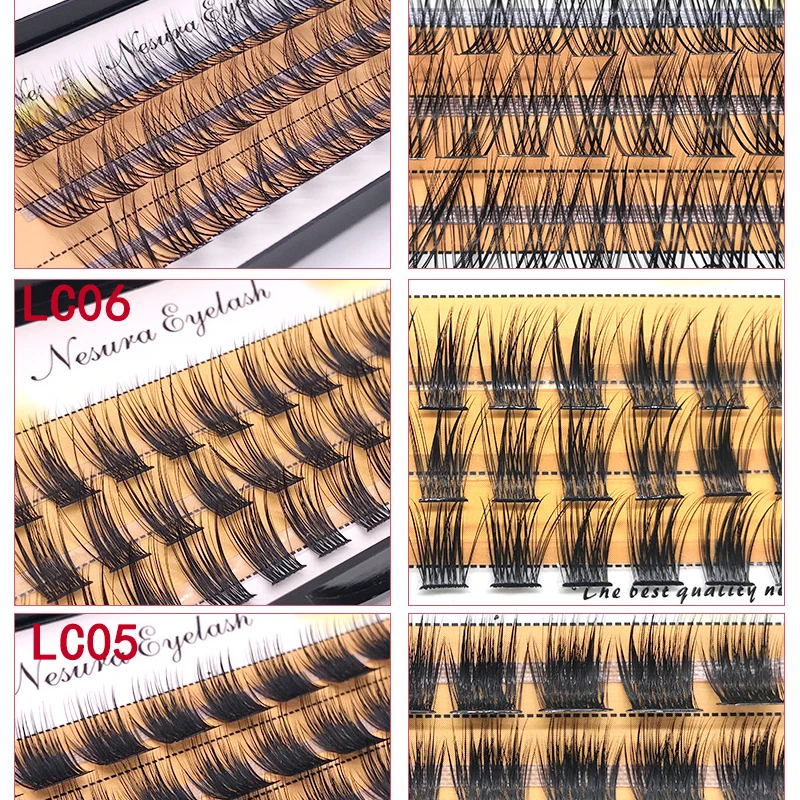 Extensión de pestañas en racimos DIY, pestañas segmentadas en cola de milano, 36 volúmenes, pestañas segmentadas naturales esponjosas 3D, paquetes individuales LC02