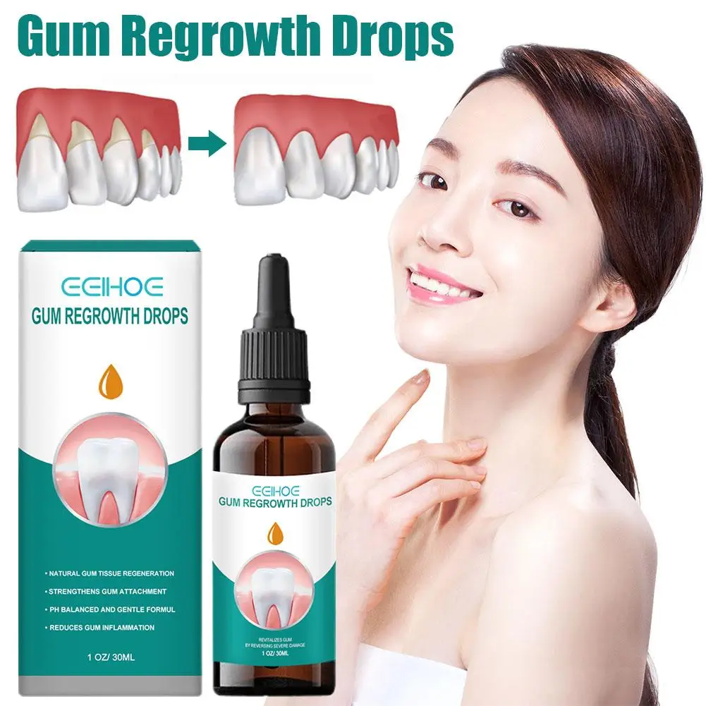 Gotas reparadoras gengivais para homens e mulheres, clareamento dos dentes, tratamento gengival periodontal, faringite, limpeza da dor oral, antibactérias, 30ml