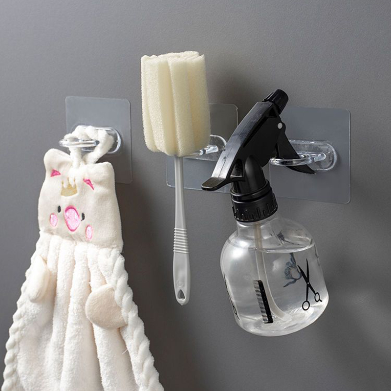 Gancho de anillo transparente para almacenamiento de cinta, sin perforación, suministros de almacenamiento de inodoro, resistente al agua y al óxido, 5 uds./10 Uds.