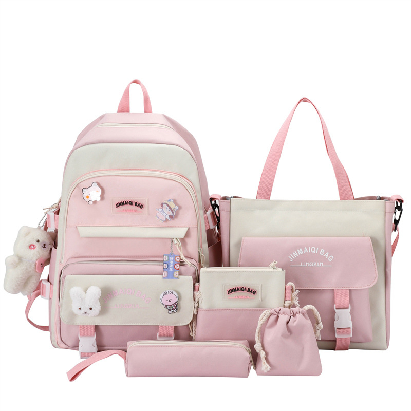 5 pièces/ensemble nouveau femmes Ins étudiant université sac à dos sacs d'école adolescent filles cartable Kawaii sac à dos
