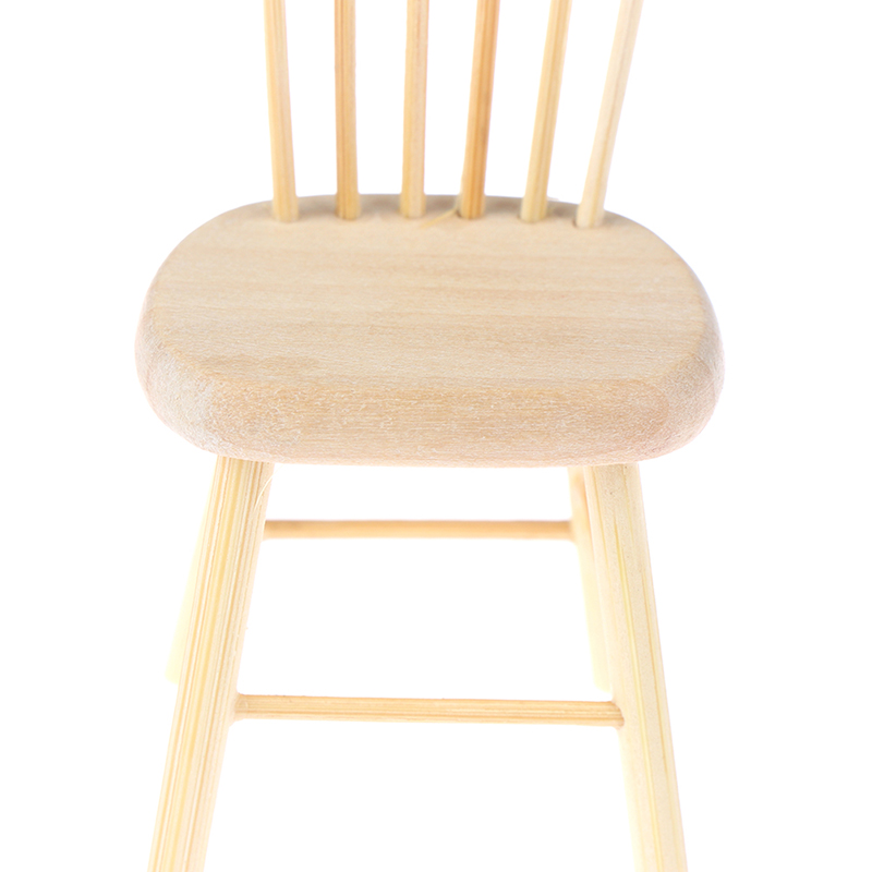 เก้าอี้ไม้เฟอร์นิเจอร์ขนาดจิ๋วสำหรับบ้านตุ๊กตา1/12เก้าอี้ทรงสูงอุปกรณ์เสริมสำหรับบ้านตุ๊กตา