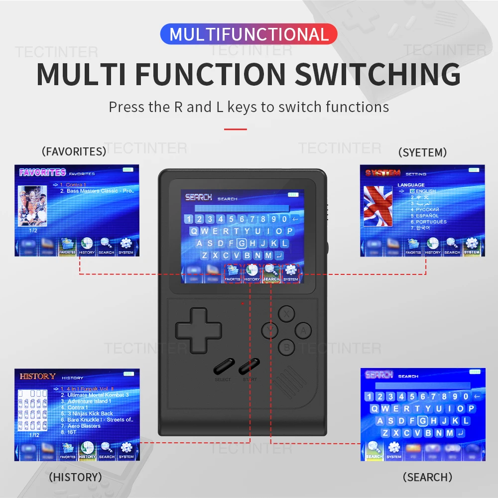 Consola de juegos portátil GB300, consola de videojuegos con pantalla de 3,0 pulgadas, juego incorporado 6000 para SF/SFC/GB/GBA, compatible con salida AV