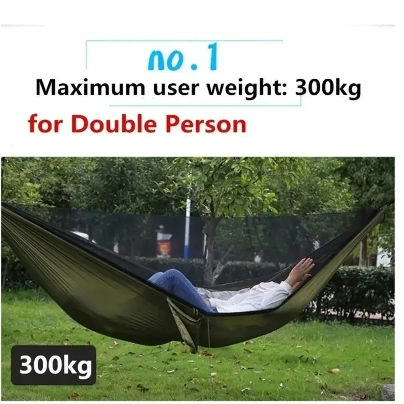 Amaca da esterno leggera in tessuto per paracadute con rete per viaggi in campeggio 250x120 cm