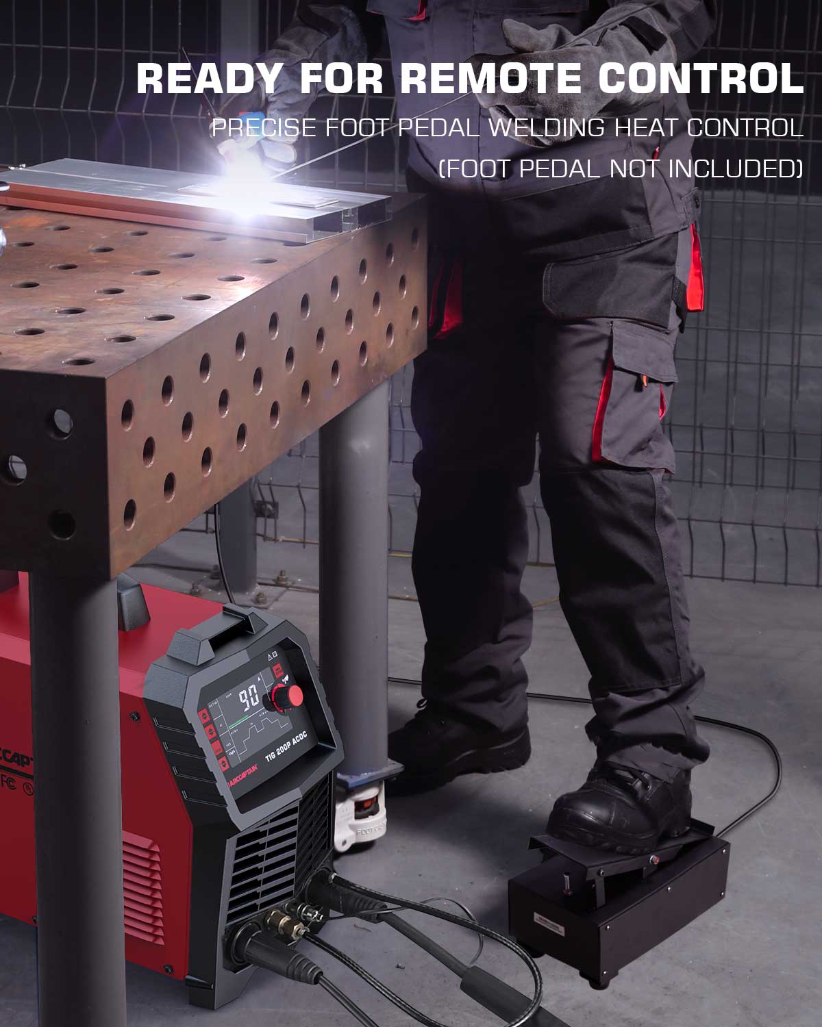 ARCCAPTAIN 7-in-1-WIG-AC/DC-Schweißgerät, 220 V, 200 A, Wechselrichter, WIG/StickPulse, Aluminium, quadratisch/dreieckig, Welle/Spot MultiProcess