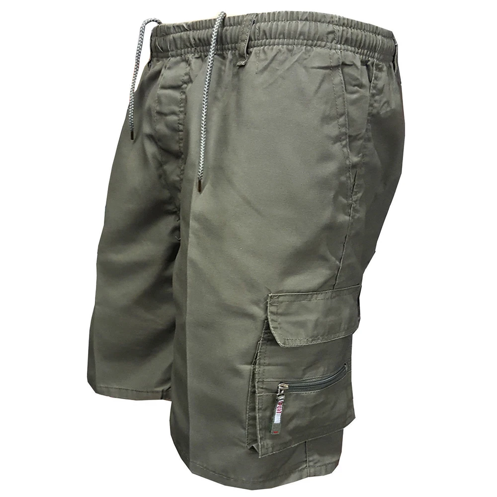 Calções táticos masculinos verão casual jogging carga shorts soltos multi-bolsos cintura elástica trabalho caminhadas macacão calças curtas