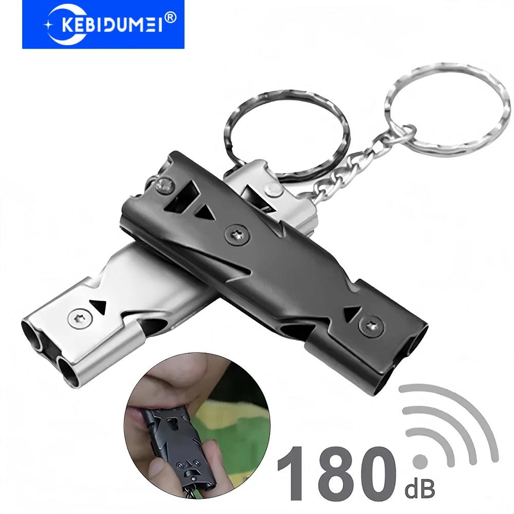 180Db Dubbele Pijp Fluitje Hanger Sleutelhanger Hoge Decibel Draagbare Outdoor Survival Emergency Camping Tool Multifunctioneel Fluitje