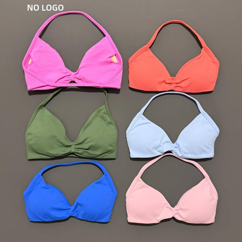 HISTELLO Impact Бюстгальтер на бретелях Тренажерный зал Топ с высокой поддержкой и подушечками Бюстгальтер Женские бесшовные спортивные бюстгальтеры с лямкой на шее Скранч Тренировочное нижнее белье для йоги