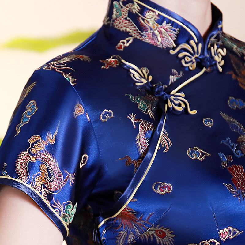 Damska satynowa koszula Plus rozmiar 3Xl4Xl bluzka w stylu chińskim Tang ubrania satynowa koszula topy zapinana na guziki Qipao damska odzież ślubna