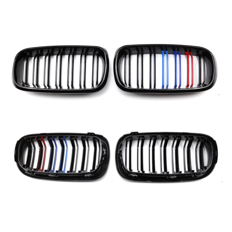 2Pcs Car Style Gloss Black Front Kidney Double Slat Grill Grille for BMW X5 E70 2007-2013  X6 E71 E72 2008-2014 Car Accessories