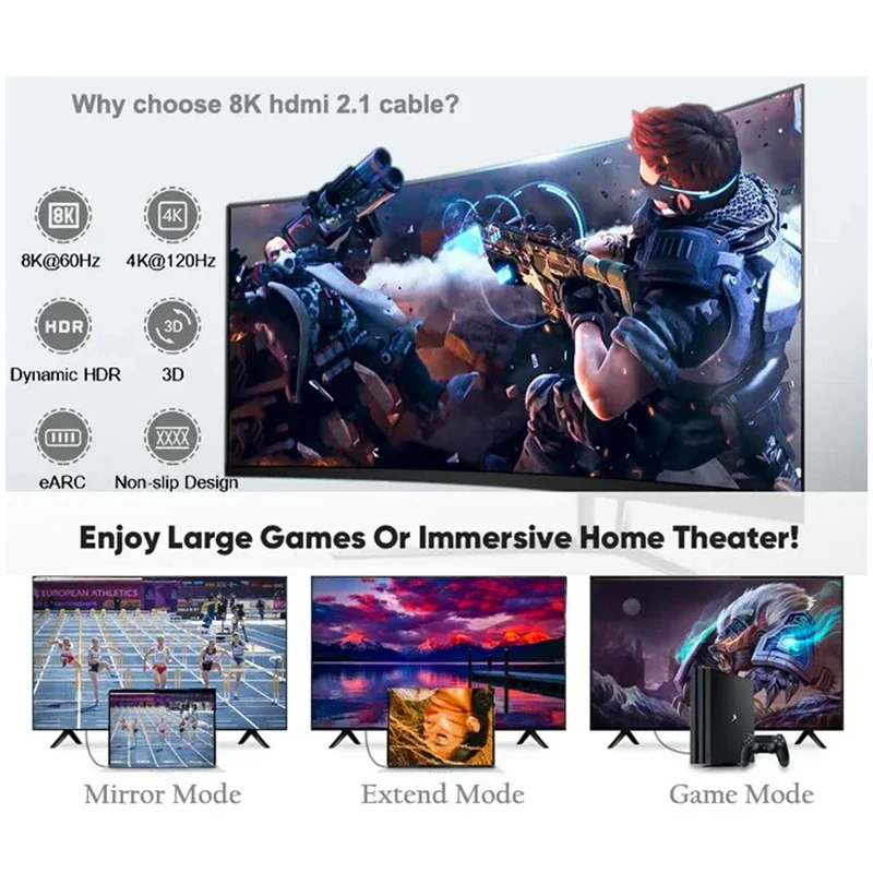 Kabel 8K HDTV 21 1M 15M 2M 48Gbps eARC Dolby Vision Ultra High Speed kompatybilny z Xiaomi TV Box PS5 60Hz