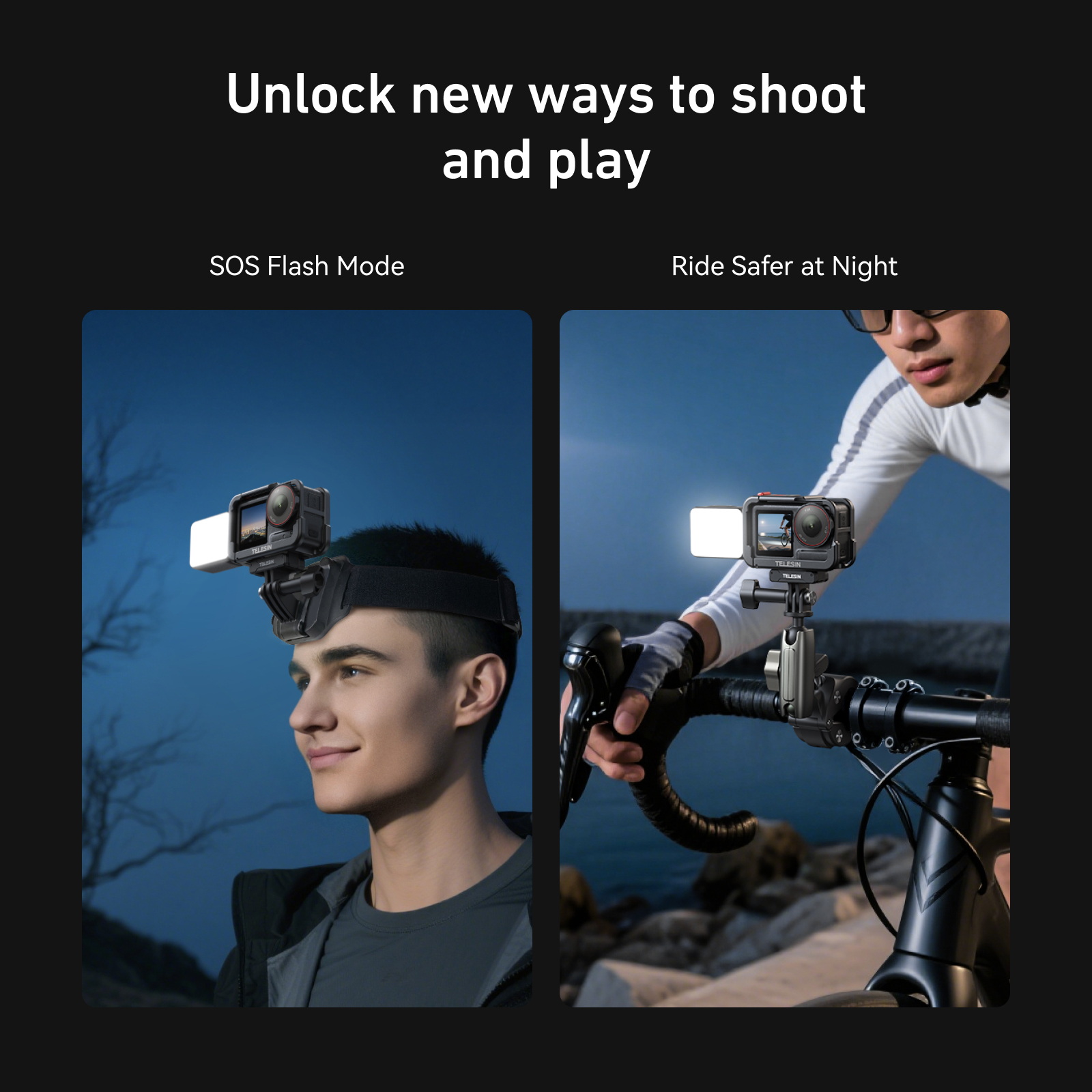 TELESIN Luz de relleno de liberación rápida Mini luz de Selfie impermeable para DJI OSMO Action 2 3 4 5pro Mini luz de Selfie para cámara de acción