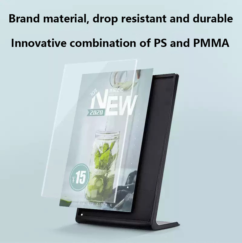 1PS A4Acrylic Panel Menu Display Stand L-Shaped Vertical Table Card Table Brand High-End Plastic Wine Catalog Menu Name Card