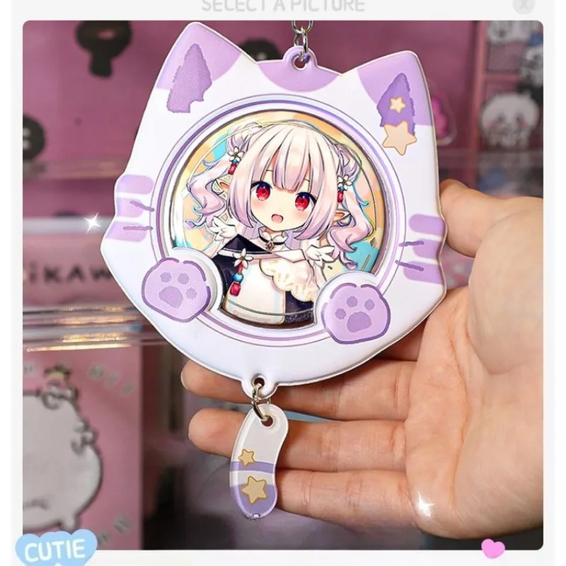 1 Set Anime Badge Holder Set -Clear Ita Bag Display with Cat Ear Tail Charms Protective Sleeves for Pins Kawaii DIY Accessory