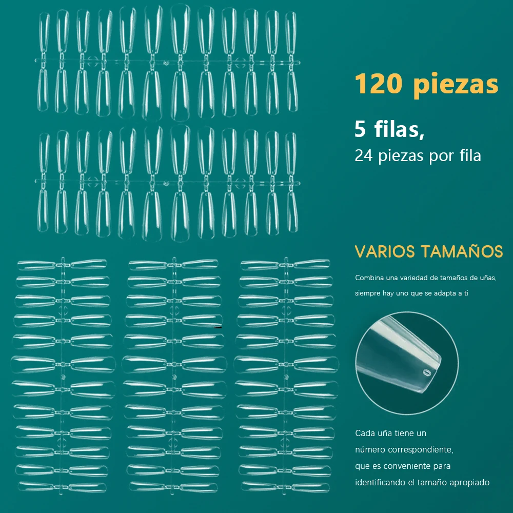 NAILPOP 120 Uds uñas postizas cubierta completa prensa en uñas ataúd Gel suave cápsula de Pose americana puntas de uñas postizas para sistema de extensión