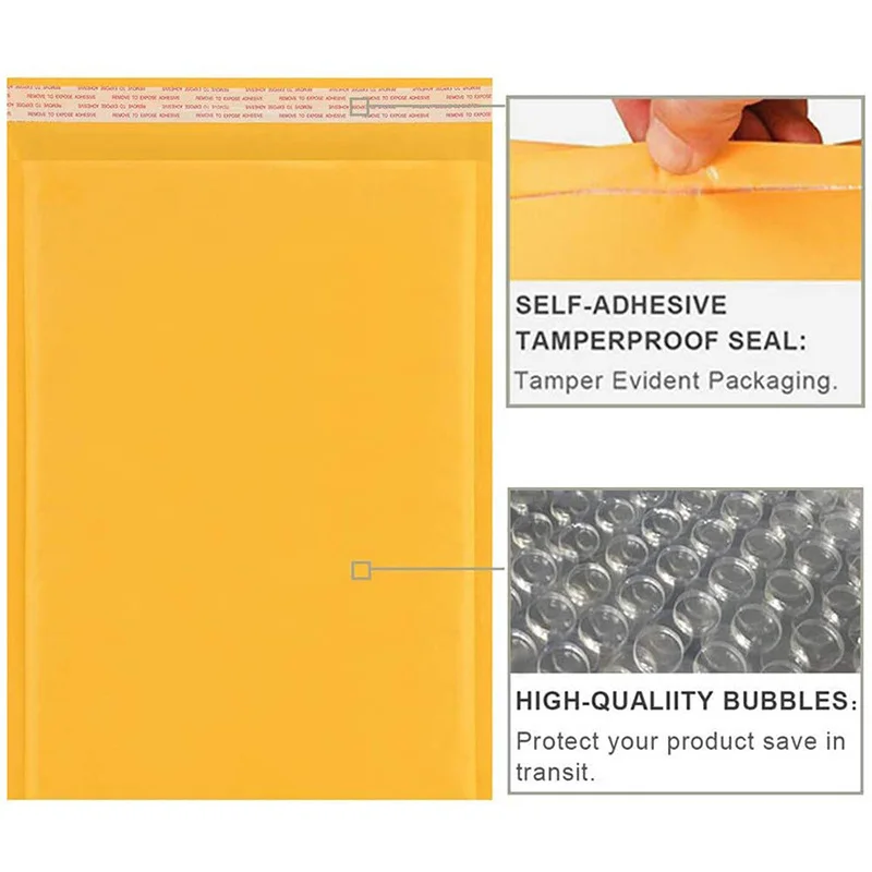 30 ชิ้น/ล็อตกระดาษคราฟท์ฟองซองกระเป๋าที่แตกต่างกันข้อมูลจําเพาะ Mailers จัดส่งซองจดหมาย Bubble Mailing Bag
