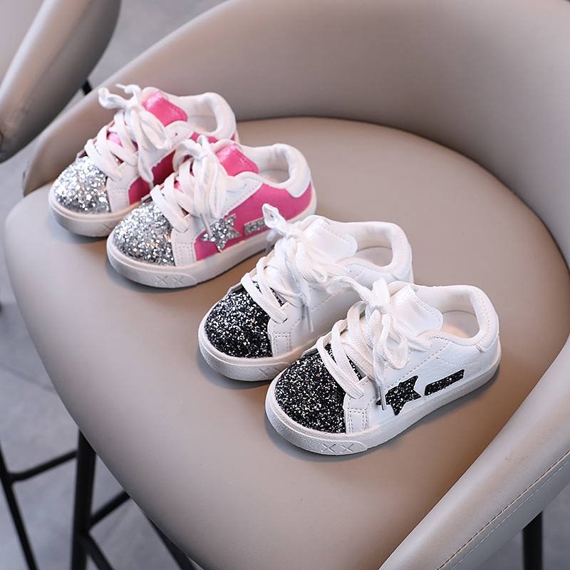 Zapatos para niñas, zapatillas deportivas informales y versátiles con estrellas para niñas pequeñas, primavera y otoño, 2024