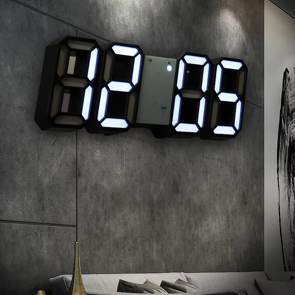 Relógio de parede alarme digital moderna cozinha eletrônico inteligente 3d usb fonte alimentação led tempo data temperatura display desktop quarto