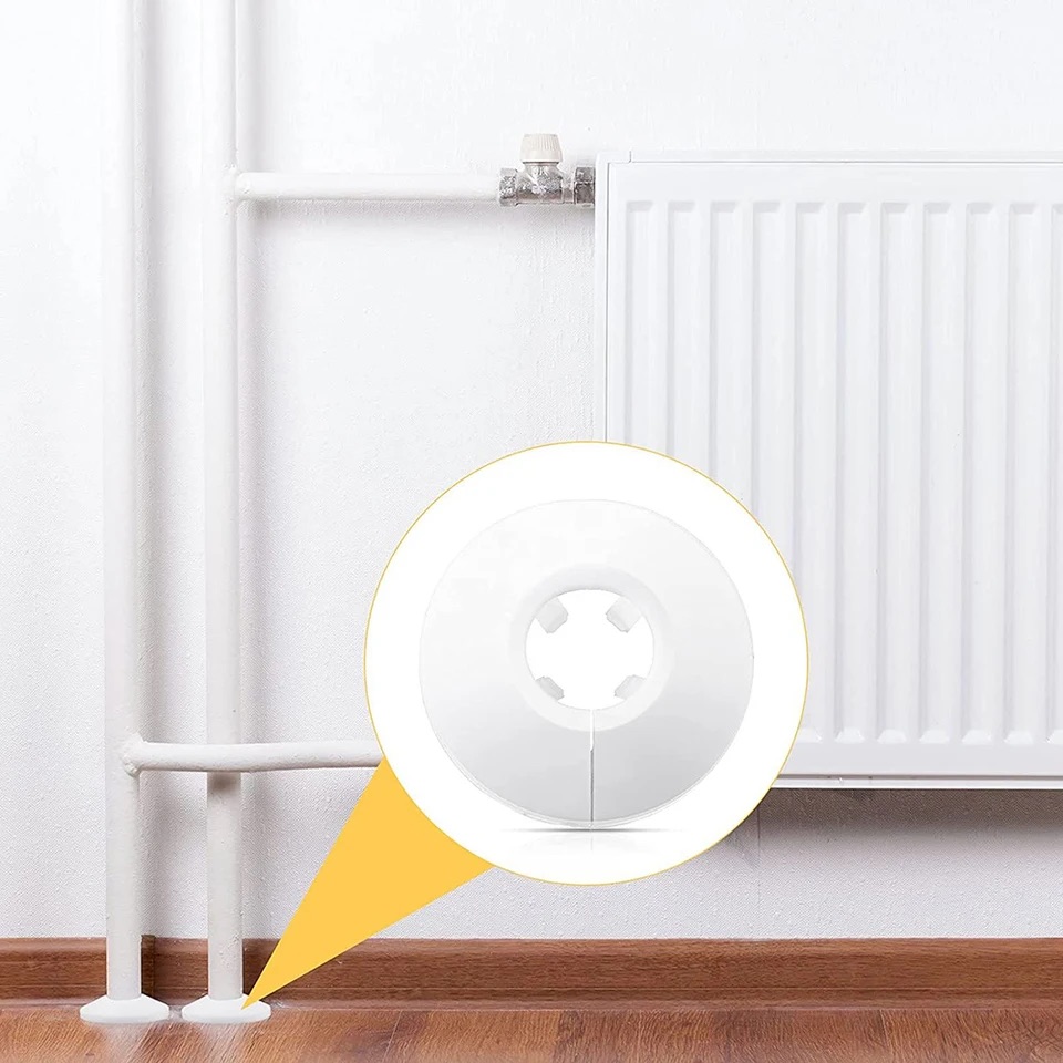 4 個 15 ミリメートルラジエーターパイプカラーカバー三角バルブプラスチック装飾カバーラウンドスナップタイプ蛇口配管パイプカバー