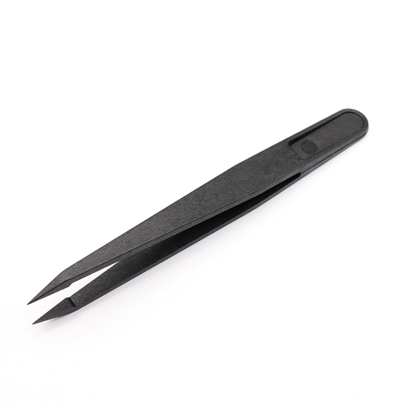 新到着 5 ピース/セットポータブル黒ストレートベンド帯電防止プラスチックピンセット耐熱修復ツール