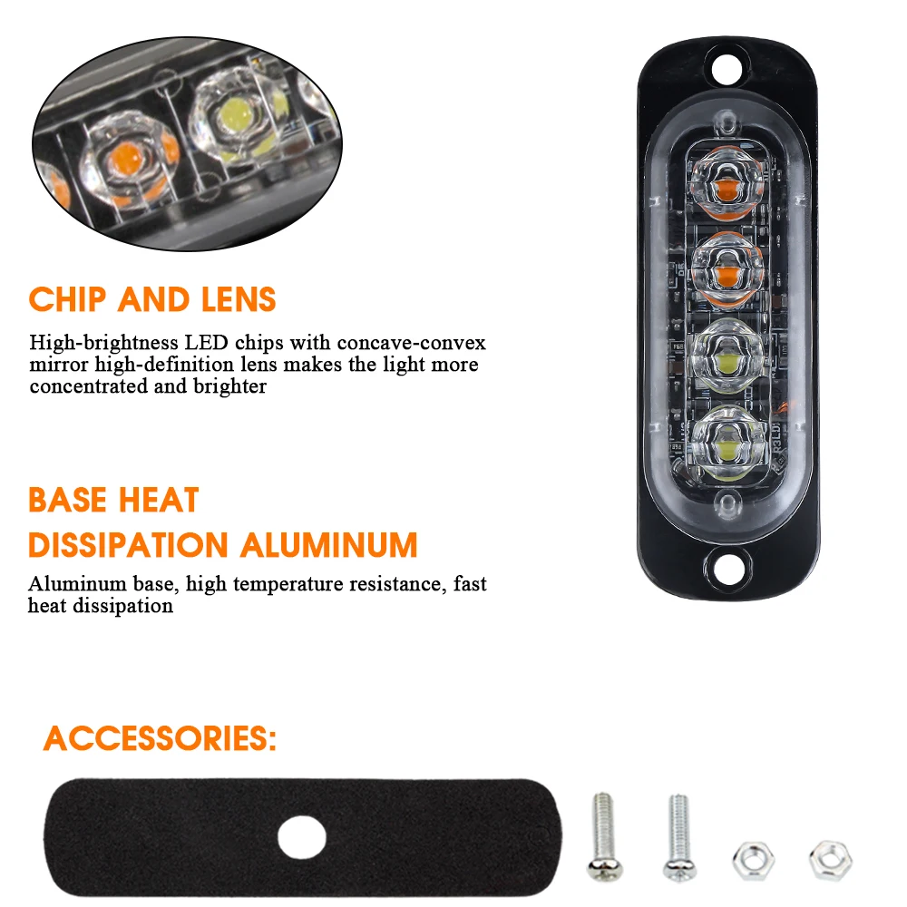 1 Chiếc Đèn Led Nhấp Nháy Cảnh Báo Giá Rẻ Nhấp Nháy Dạng Lưới Tản Nhiệt Tặng Lightbar Xe Tải Xe Đèn Hiệu Đèn Hổ Phách Đèn Giao Thông 12V 24V Ô Tô