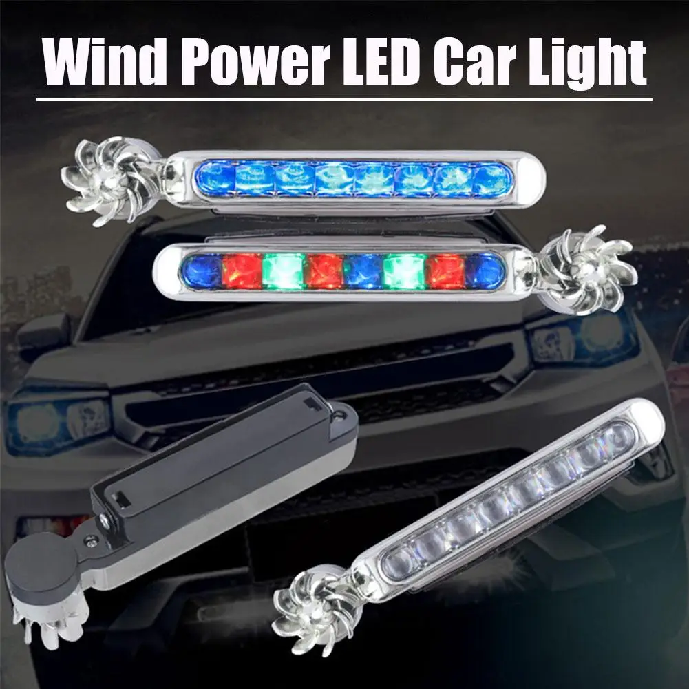 Wind Powered Car LED DayTime Running Lights Creative Auto Auxiliary Rotation Fan Lamp Automobile Day Time Headlights