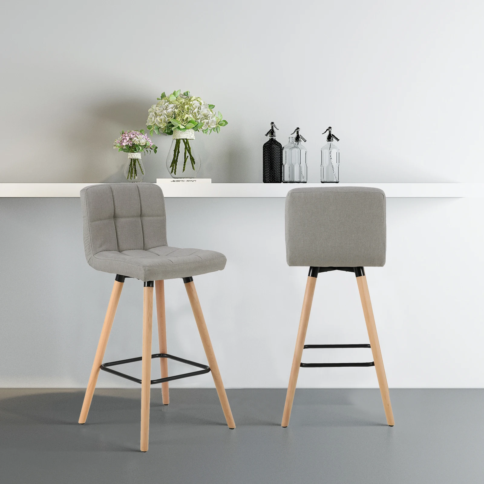 WOLTU 2 unids/set taburete de Bar con respaldo asiento de lino taburete alto de cocina té cafetería comedor restaurante sillas de Bar muebles de Bar para el hogar