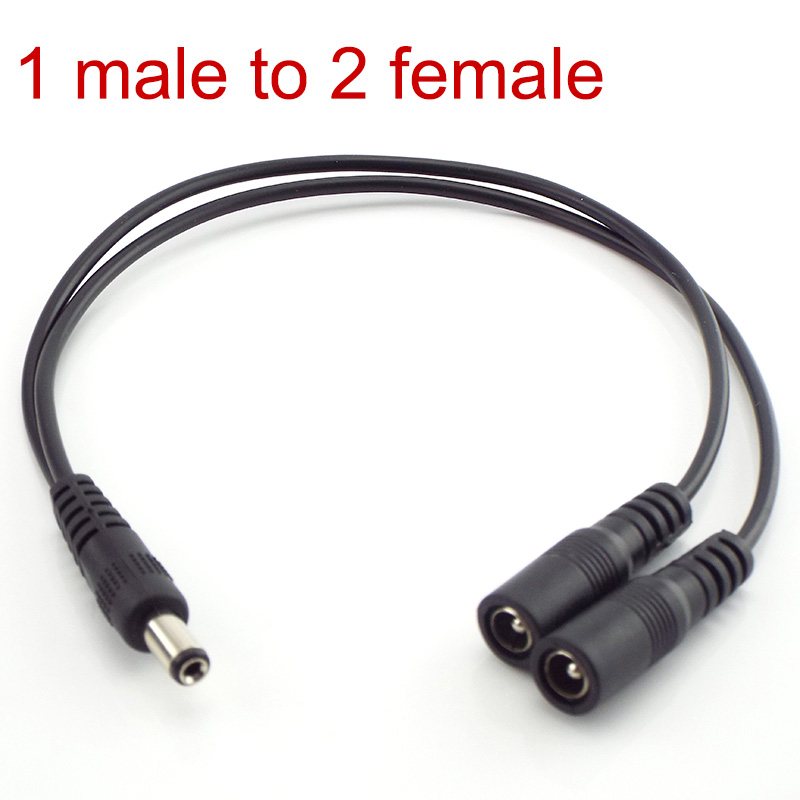 5,5*2,1mm 1 hembra a 2 conector macho enchufe hembra Cable divisor de corriente CC CCTV tira de luz LED adaptador de fuente de alimentación D5