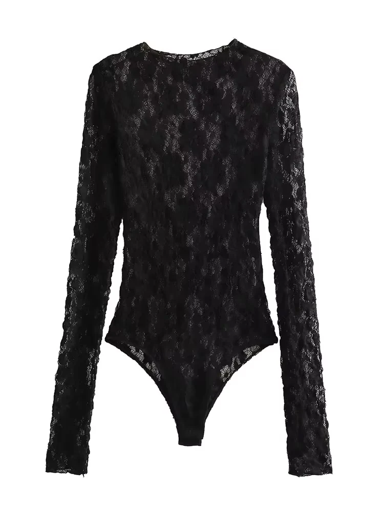 HH Frauen Neue Mode Vielseitige Spitze Overalls Mit Langen Ärmeln Aushöhlen Schlank Onesies Weibliche Sexy Elegante Wilde frauen Bodys