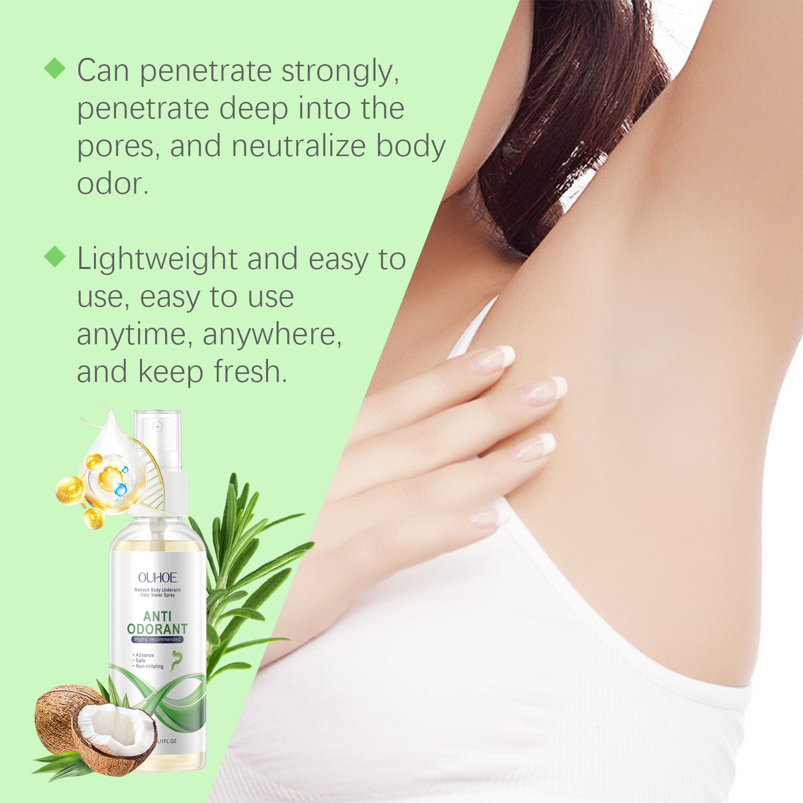 Achselgeruchsentferner-Spray, Parfüm, langanhaltendes Aroma, Achselschweiß, Deodorant, feuchtigkeitsspendende Hautpflege, erfrischendes Deodorant-Spray